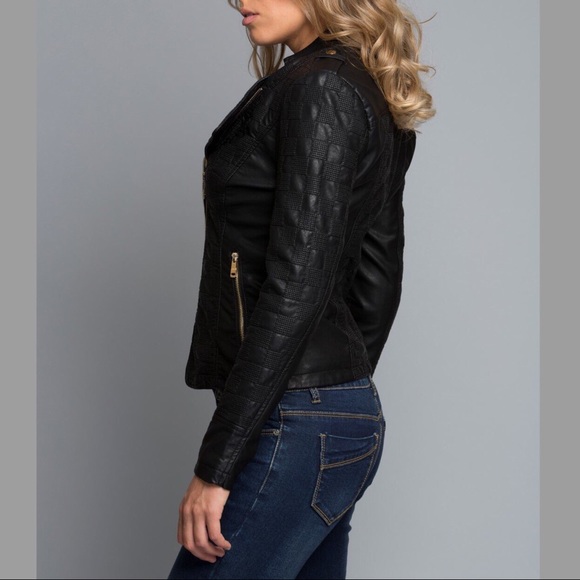 NWT - Basket Weave Leather Jacket - Picture 4 of 6